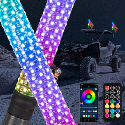 2 ft Fat LED Whip Lights with Turn Signals (Pair) for UTV & SXS – view 2