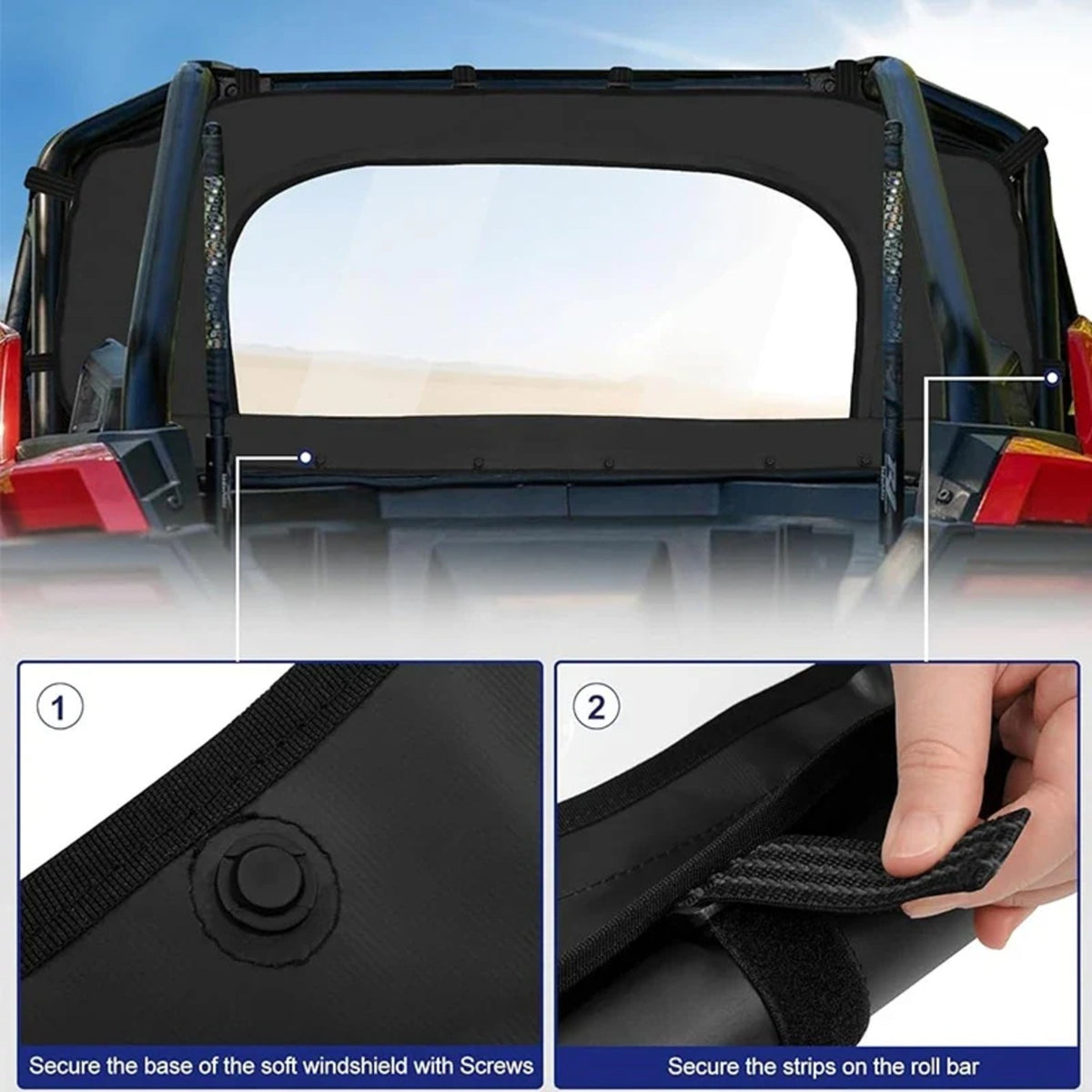 Soft Rear Windshield for Polaris RZR Pro XP & Turbo R (2020–2025) – view 6