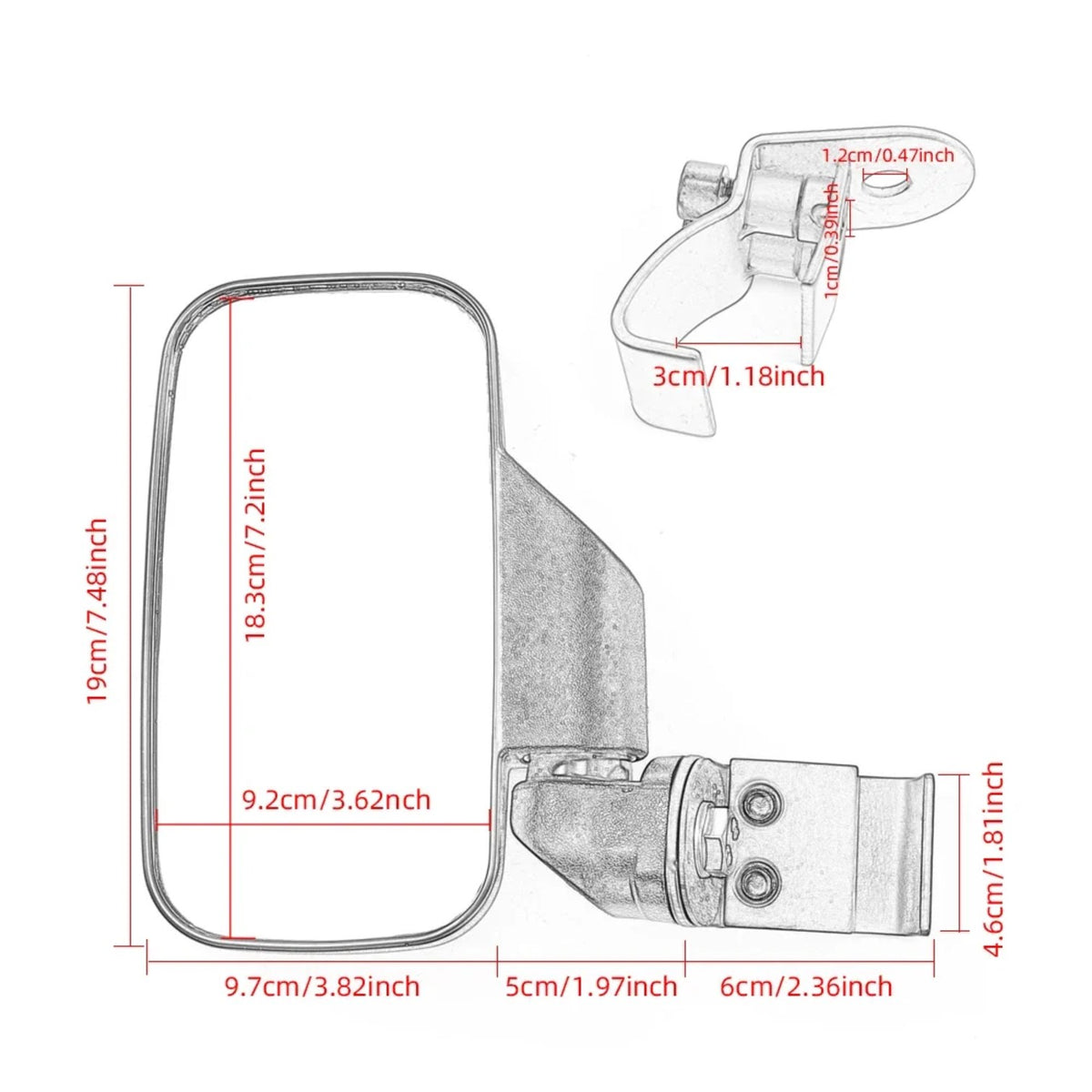 Aluminum Side Mirrors for Can-Am Defender, Maverick Trail & Polaris Pro-Fit Cages – view 6