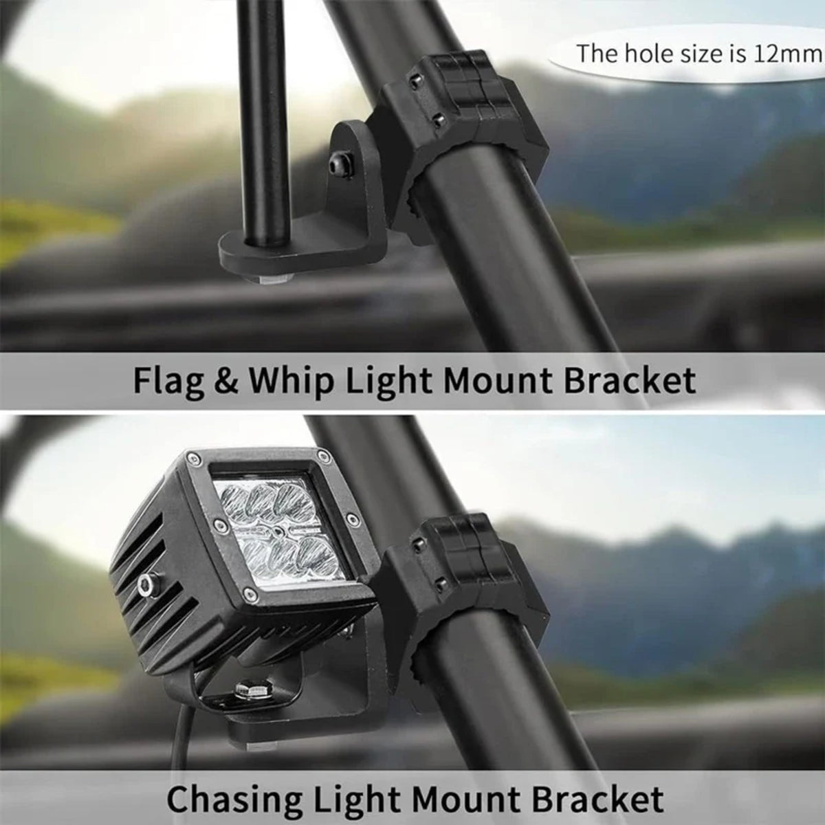 360° Rotating Whip Light & Flag Mount for 1.75–2 in Roll Cages – view 3