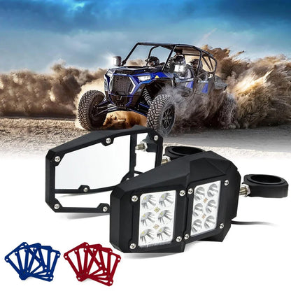 Side Mirrors with LED Spotlights for 1.75–2 in Roll Bars – view 2