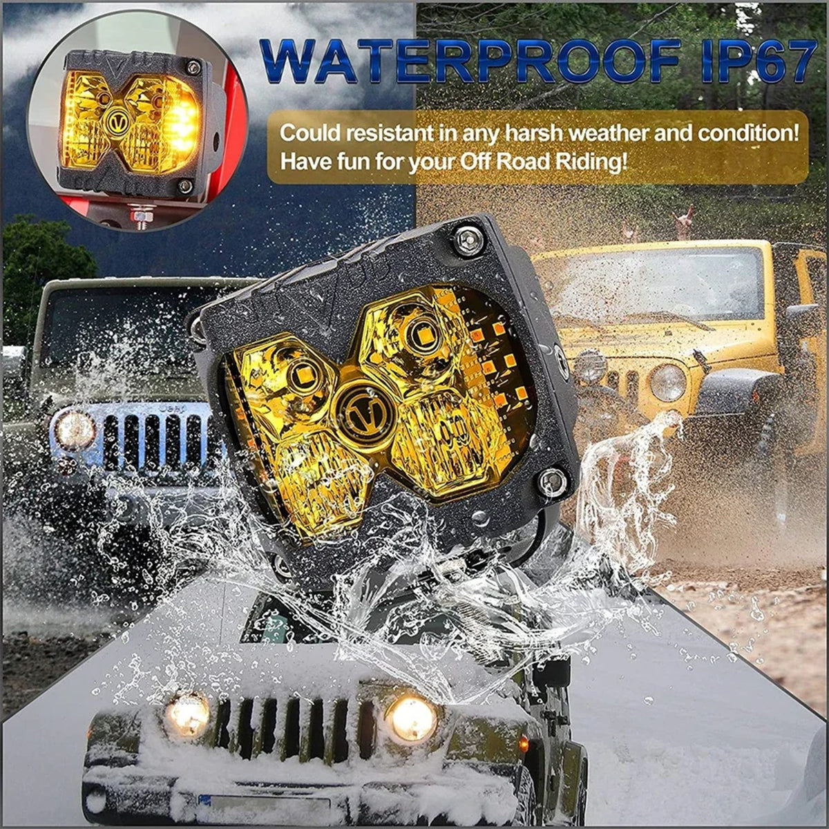Side Shooter LED Pods with Amber Strobe (Pair) for UTV & SXS – view 4