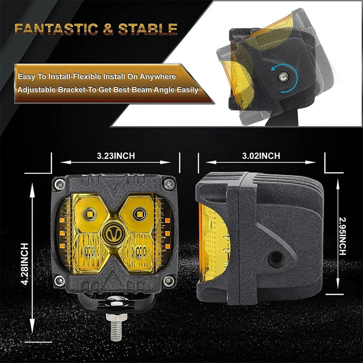 Side Shooter LED Pods with Amber Strobe (Pair) for UTV & SXS – view 6