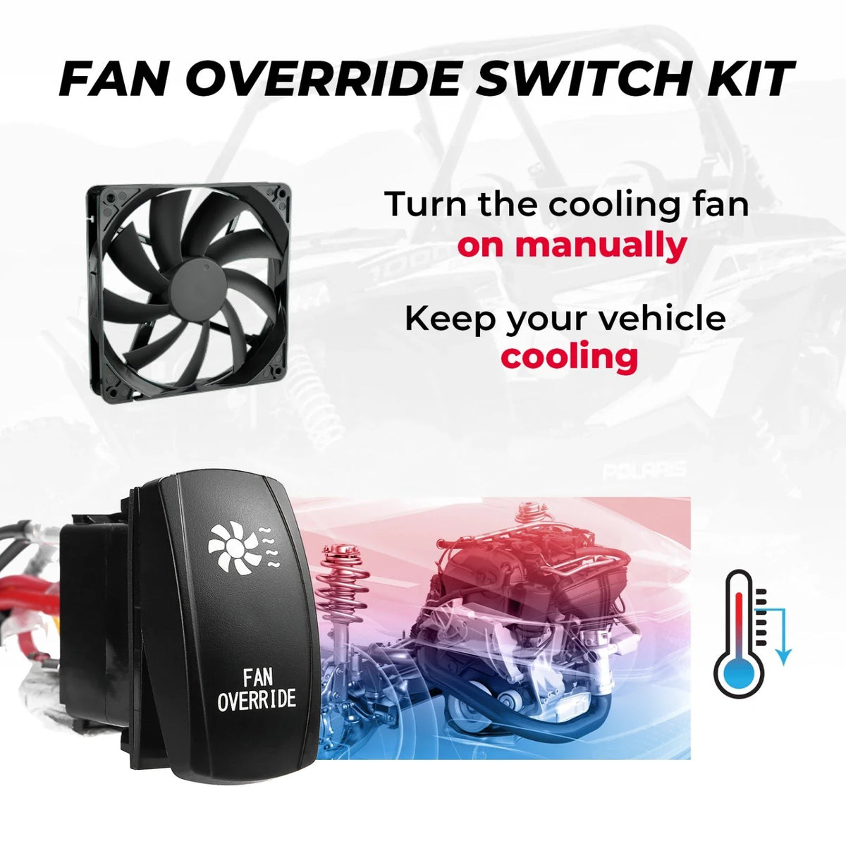 Fan Override Switch Kit with Relay for Can-Am & Polaris – view 2