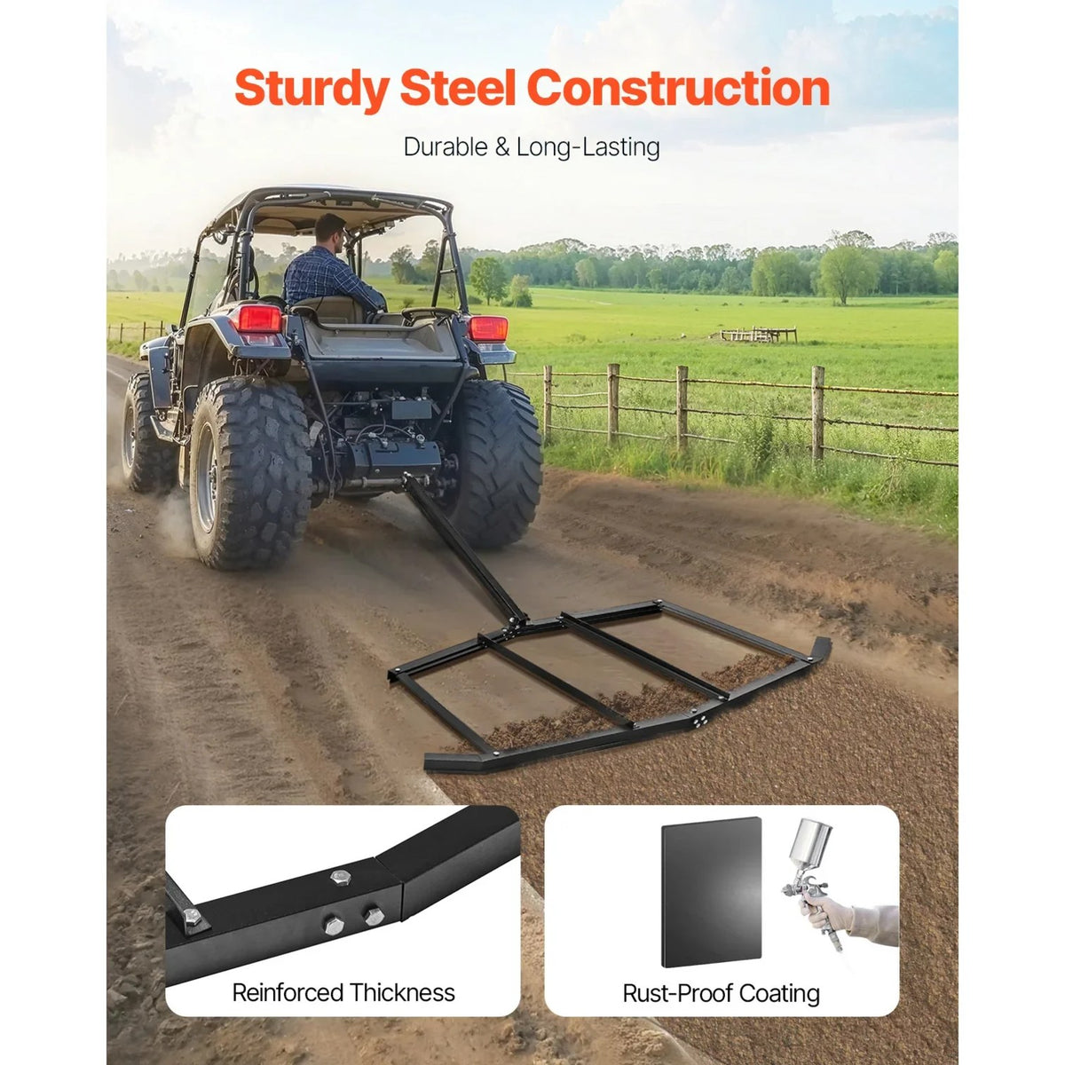 Tow-Behind Steel Drag Harrow for UTV & ATV – view 2