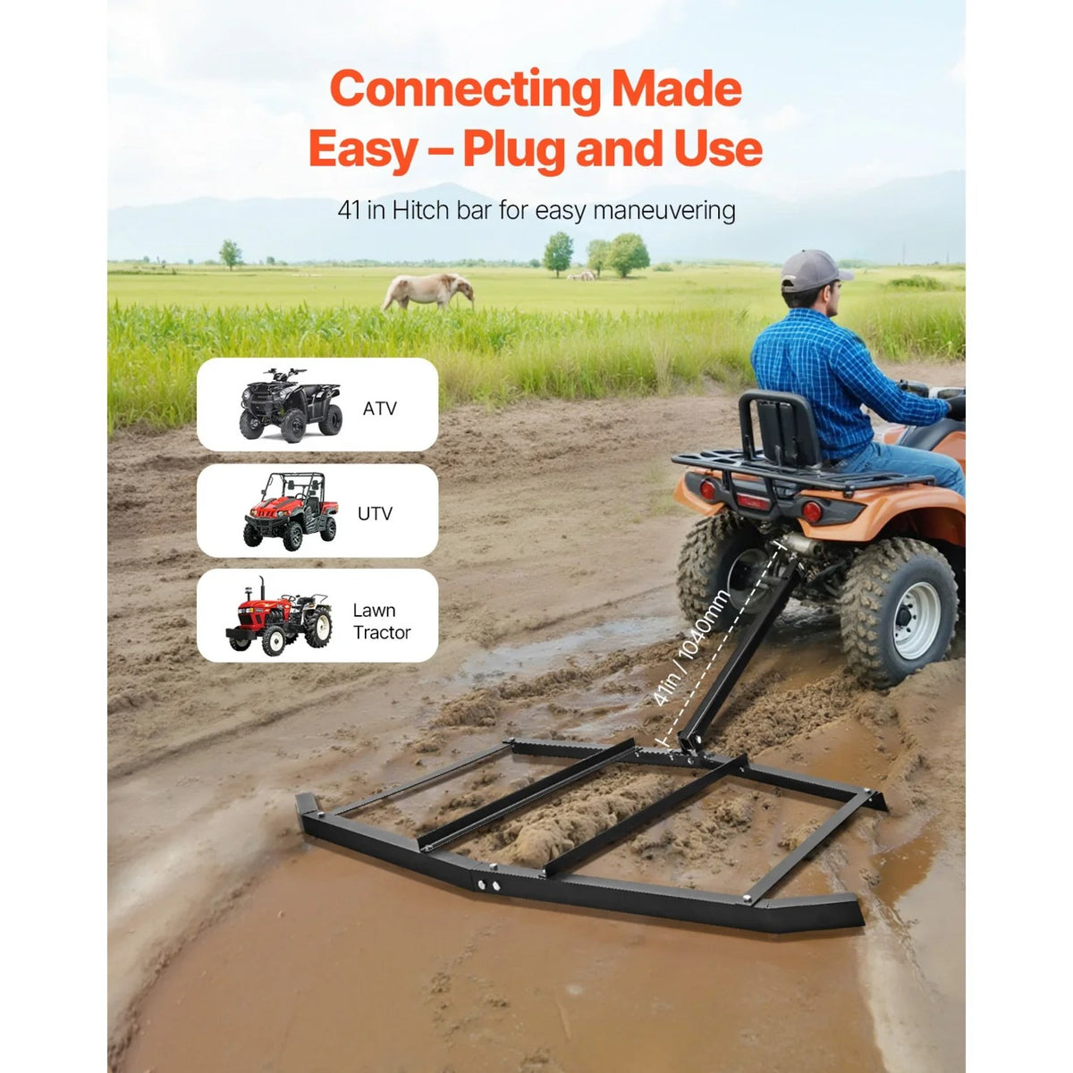 Tow-Behind Steel Drag Harrow for UTV & ATV – view 3