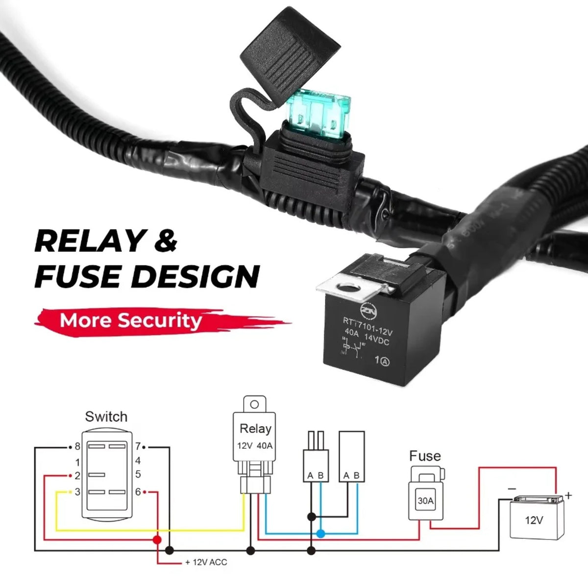 Fan Override Switch Wiring Harness with Relay for UTV & SXS – view 2