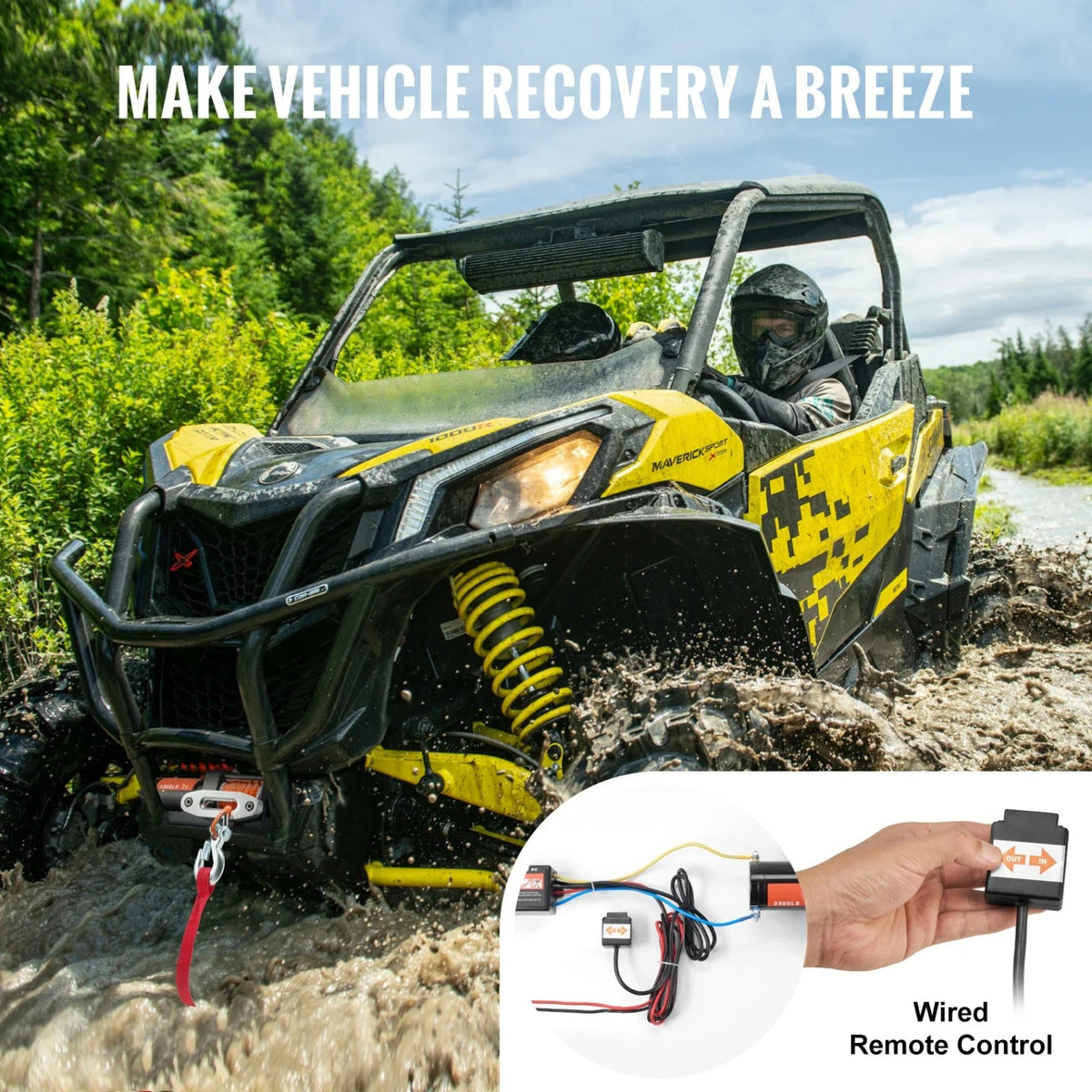 3,500 lb Electric Winch with Synthetic Rope & Aluminum Fairlead for UTV & SXS – view 5