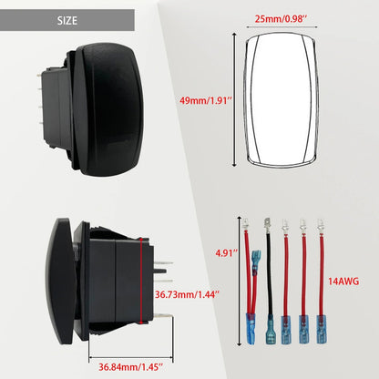 High/Low Beam Headlight Rocker Switch with Wires for UTV & SXS – view 2