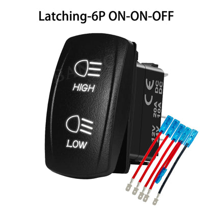 High/Low Beam Headlight Rocker Switch with Wires for UTV & SXS – view 11