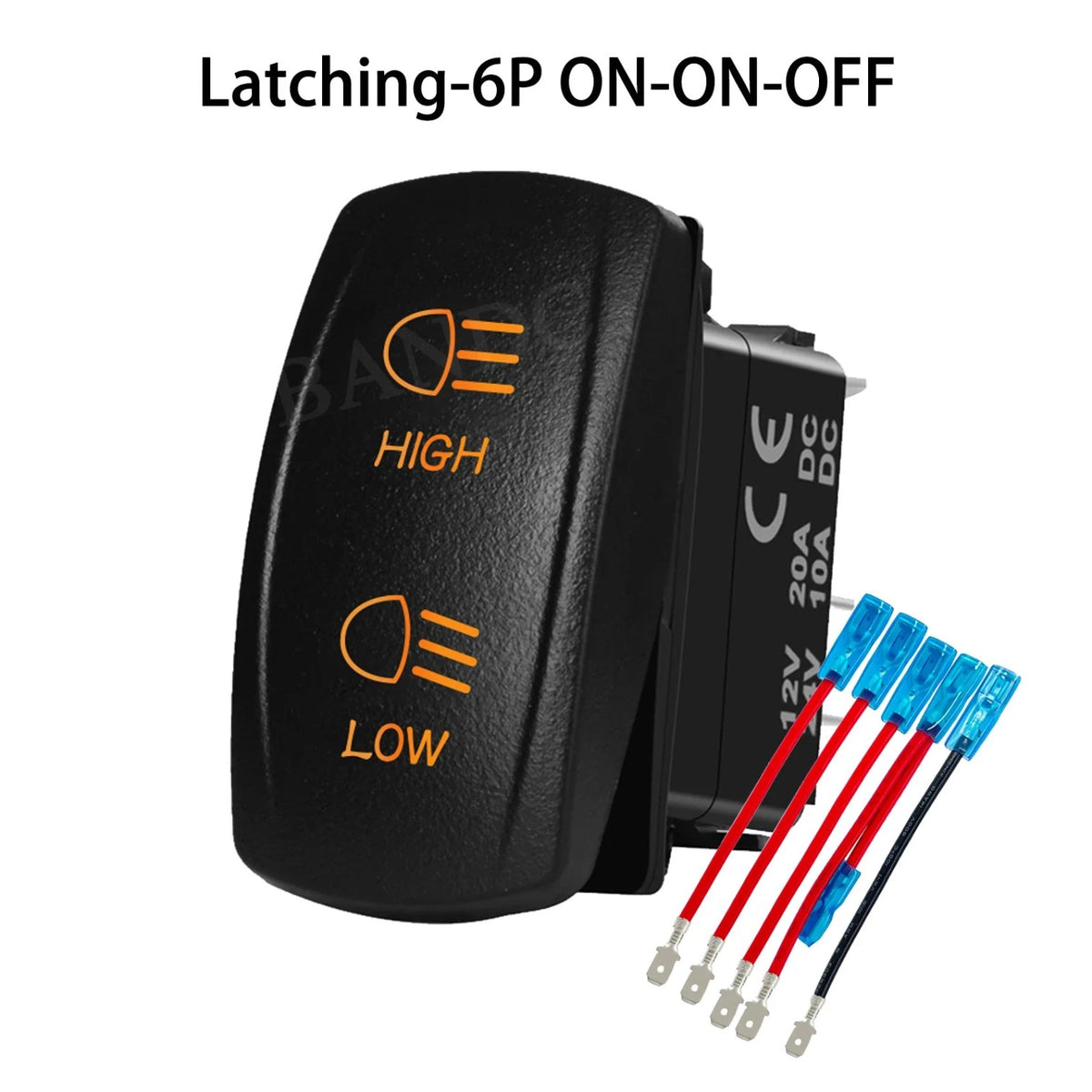High/Low Beam Headlight Rocker Switch with Wires for UTV & SXS – view 12