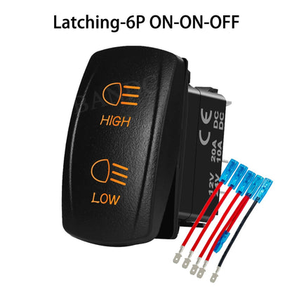 High/Low Beam Headlight Rocker Switch with Wires for UTV & SXS – view 12