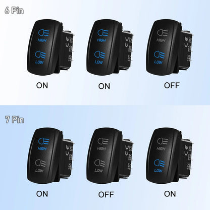 High/Low Beam Headlight Rocker Switch with Wires for UTV & SXS – view 3