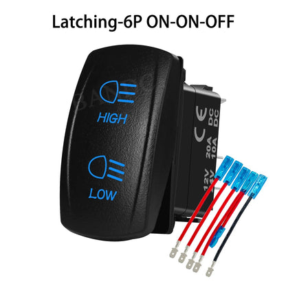 High/Low Beam Headlight Rocker Switch with Wires for UTV & SXS – view 10
