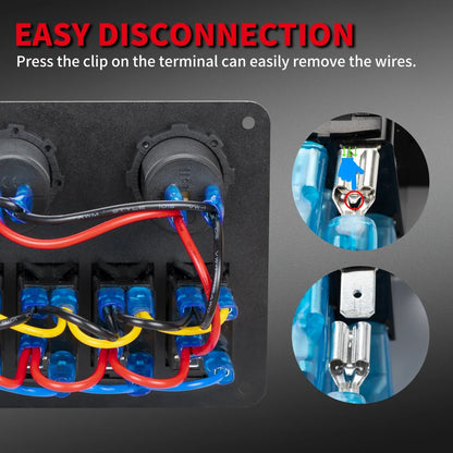 6-Gang Waterproof Marine Rocker Switch Panel with Blue LED for UTV & SXS – view 3