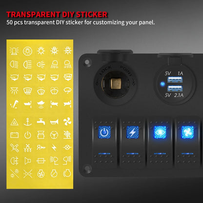 6-Gang Waterproof Marine Rocker Switch Panel with Blue LED for UTV & SXS – view 5