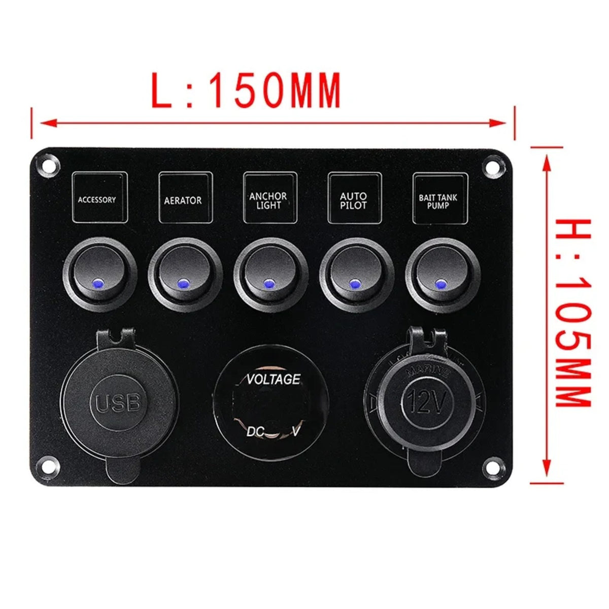 8-Gang Rocker Switch Panel with USB & Voltmeter for UTV & SXS – view 4