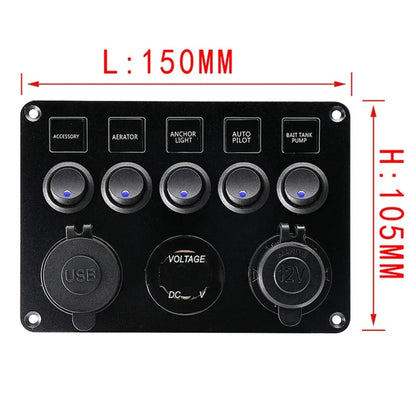 8-Gang Rocker Switch Panel with USB & Voltmeter for UTV & SXS – view 4