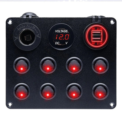 8-Gang Rocker Switch Panel with USB & Voltmeter for UTV & SXS – view 8