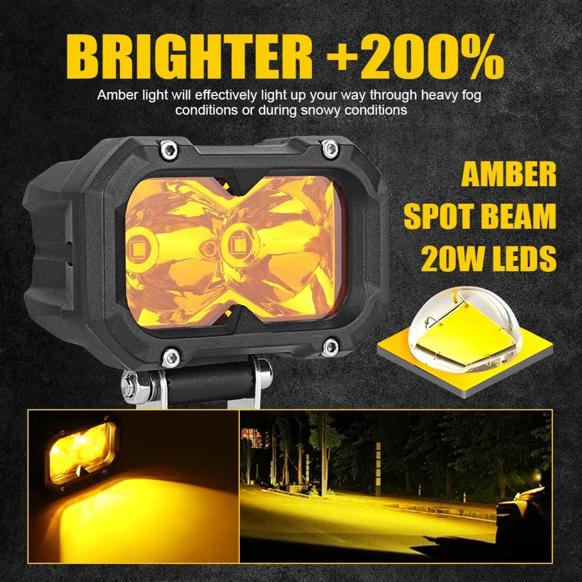 Amber LED Fog Cube Lights (Pair) for UTV & SXS – view 2