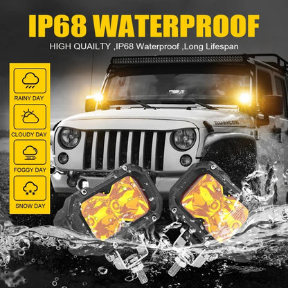 Amber LED Fog Cube Lights (Pair) for UTV & SXS – view 5