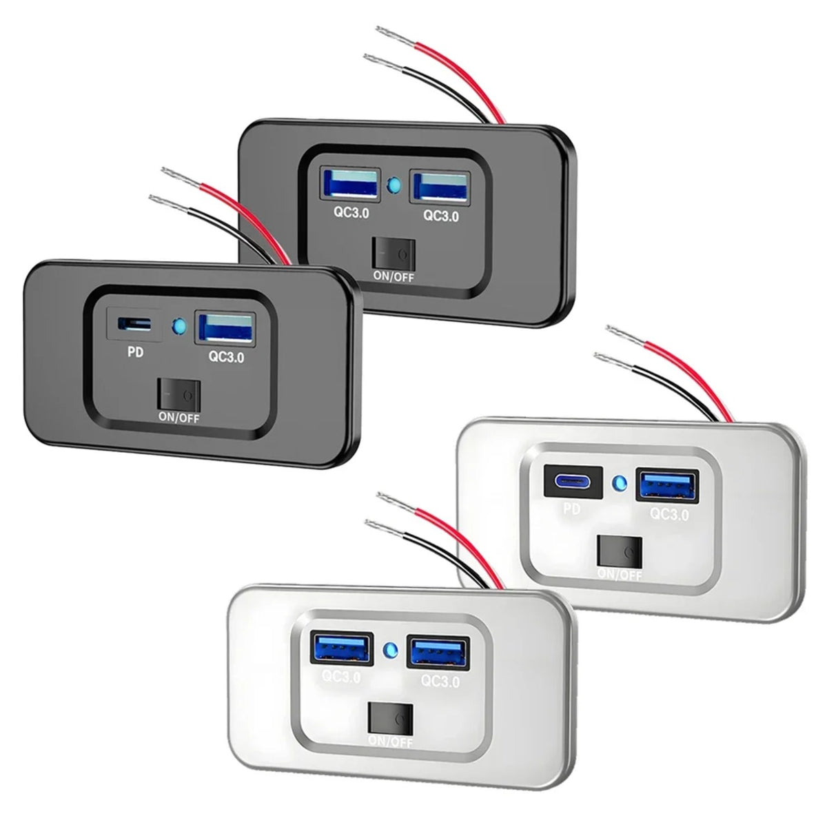 30W USB-C PD & QC3.0 USB Outlet Panel for UTV & SXS – view 2