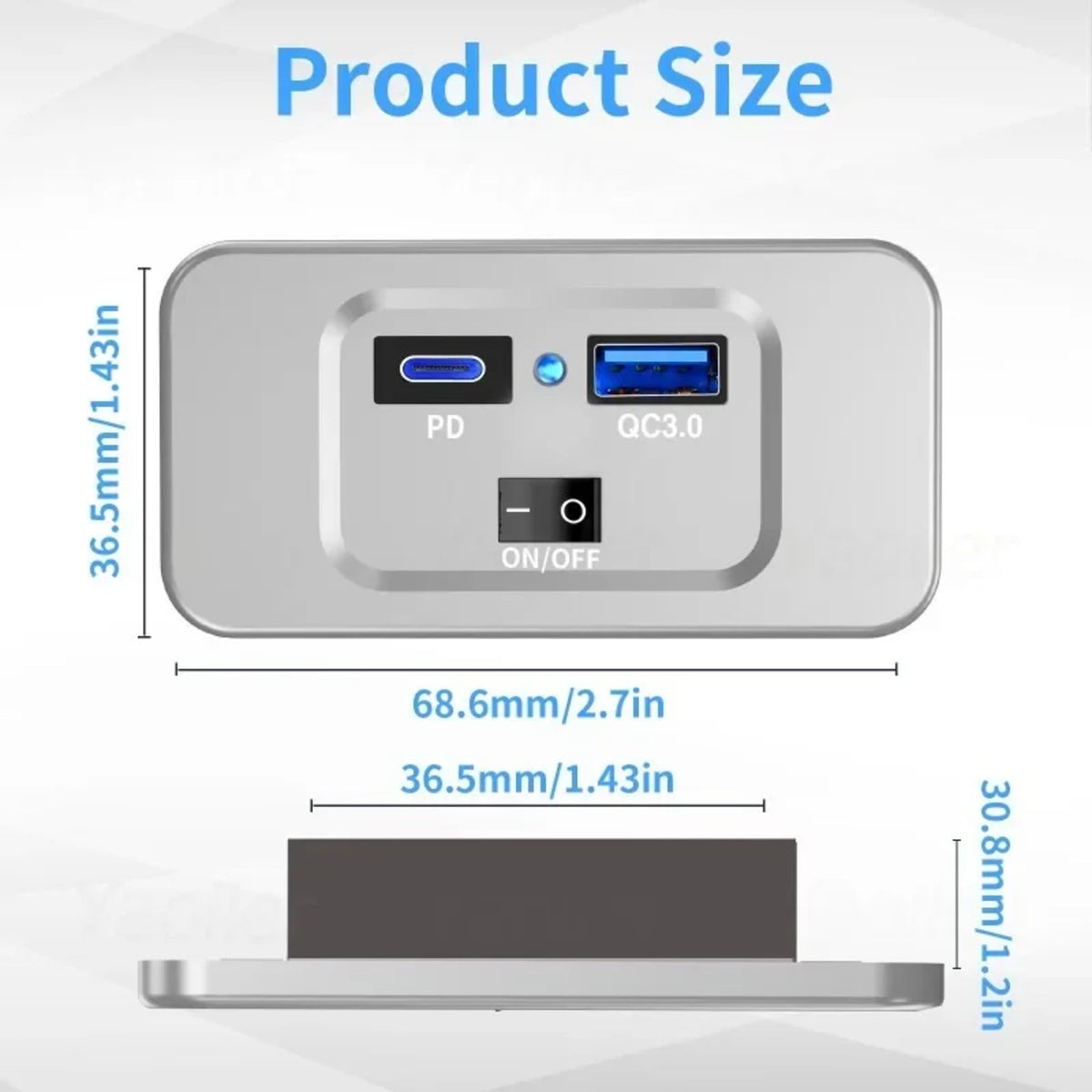30W USB-C PD & QC3.0 USB Outlet Panel for UTV & SXS – view 7