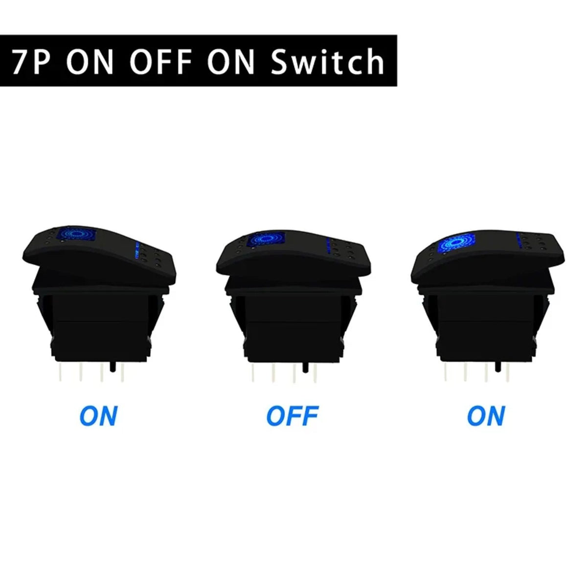 Waterproof Rocker Switch with Blue LED, 12V/24V, for UTV & SXS – view 3