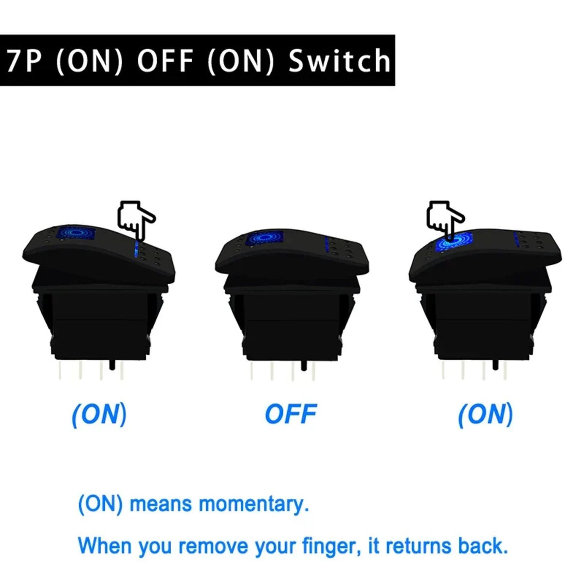 Waterproof Rocker Switch with Blue LED, 12V/24V, for UTV & SXS – view 5