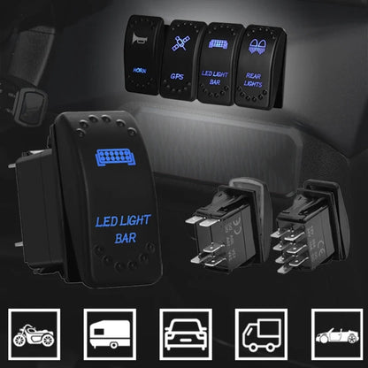 Waterproof Rocker Switch with Blue LED, 12V/24V, for UTV & SXS – view 6