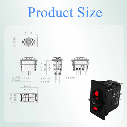 Momentary Horn Rocker Switch with Red LED, 12V 20A – view 2