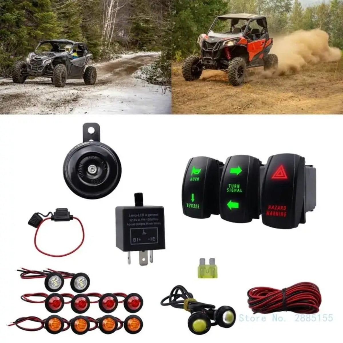 Street Legal Turn Signal Kit with Horn & Rocker Switches for UTV & SXS – view 3