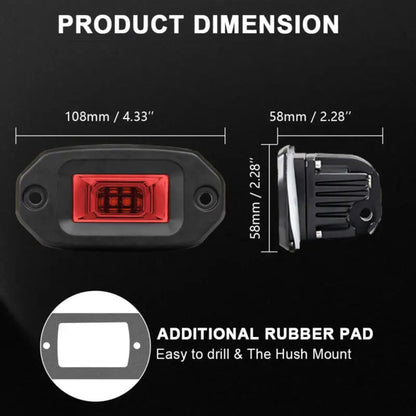 Recessed Flush-Mount LED Work Light, 4 or 6 Inch, for UTV & SXS – view 2