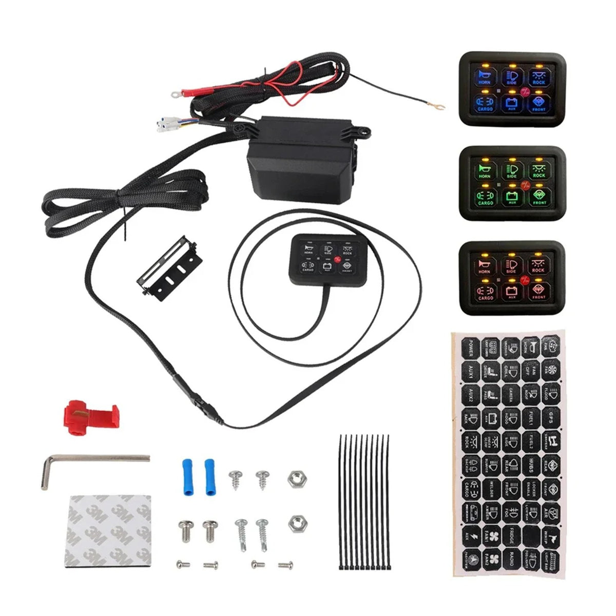 7-Color 6-Gang Touch Switch Panel with Relay Box for UTV & SXS – view 4