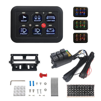 7-Color 6-Gang Touch Switch Panel with Relay Box for UTV & SXS – view 7