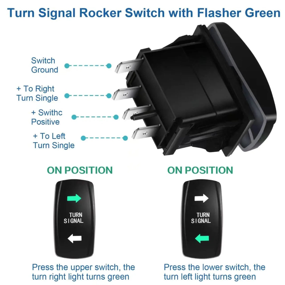 Turn Signal Rocker Switch & Flasher Relay Combo Kit for UTV & ATV – view 6