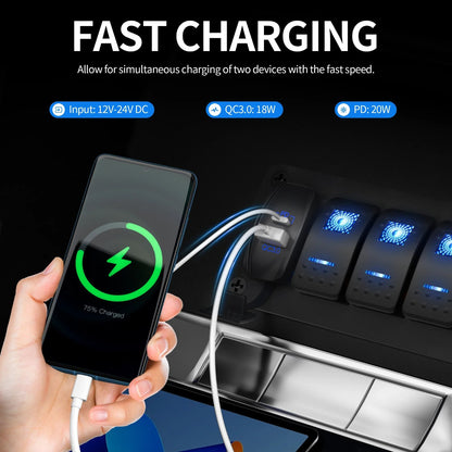 Waterproof USB-C & QC 3.0 Rocker Switch Charger for UTV & SXS – view 5