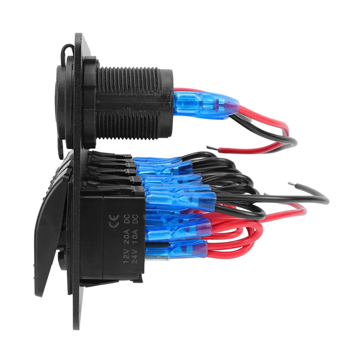 6-Gang Marine Rocker Switch Panel with USB & Voltmeter for UTV & SXS – view 2