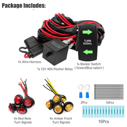Rocker Switch Street Legal Turn Signal Kit with Flasher Relay for UTV & SXS – view 3