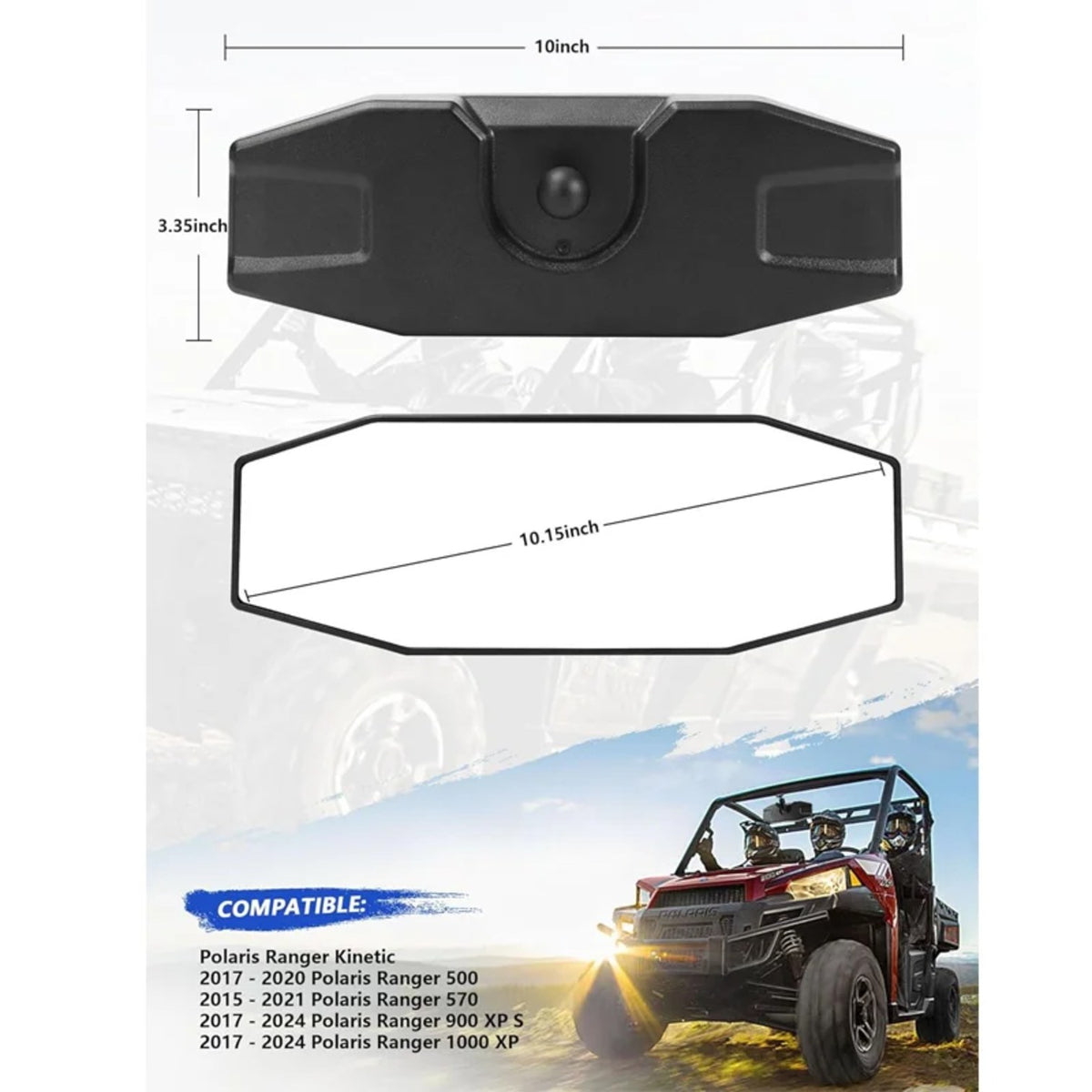 Adjustable Center Rearview Mirror for Polaris Ranger (2017–2023) – view 2