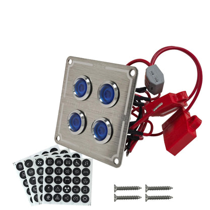 Waterproof Push Button Switch Panel, 4–8 Gang, Blue LED, for UTV & SXS – view 4
