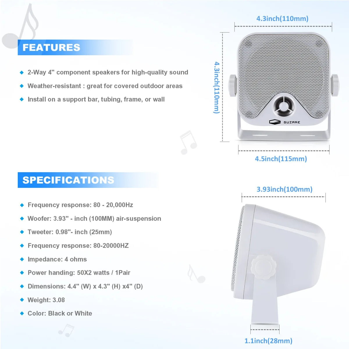4-Inch Marine Box Speakers for UTV & SXS – view 3