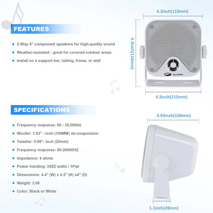 4-Inch Marine Box Speakers for UTV & SXS – view 3