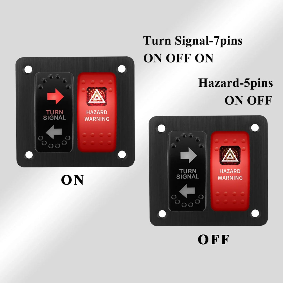 Hazard & Turn Signal Switch Panel with Flasher Relay for UTV & SXS – view 2