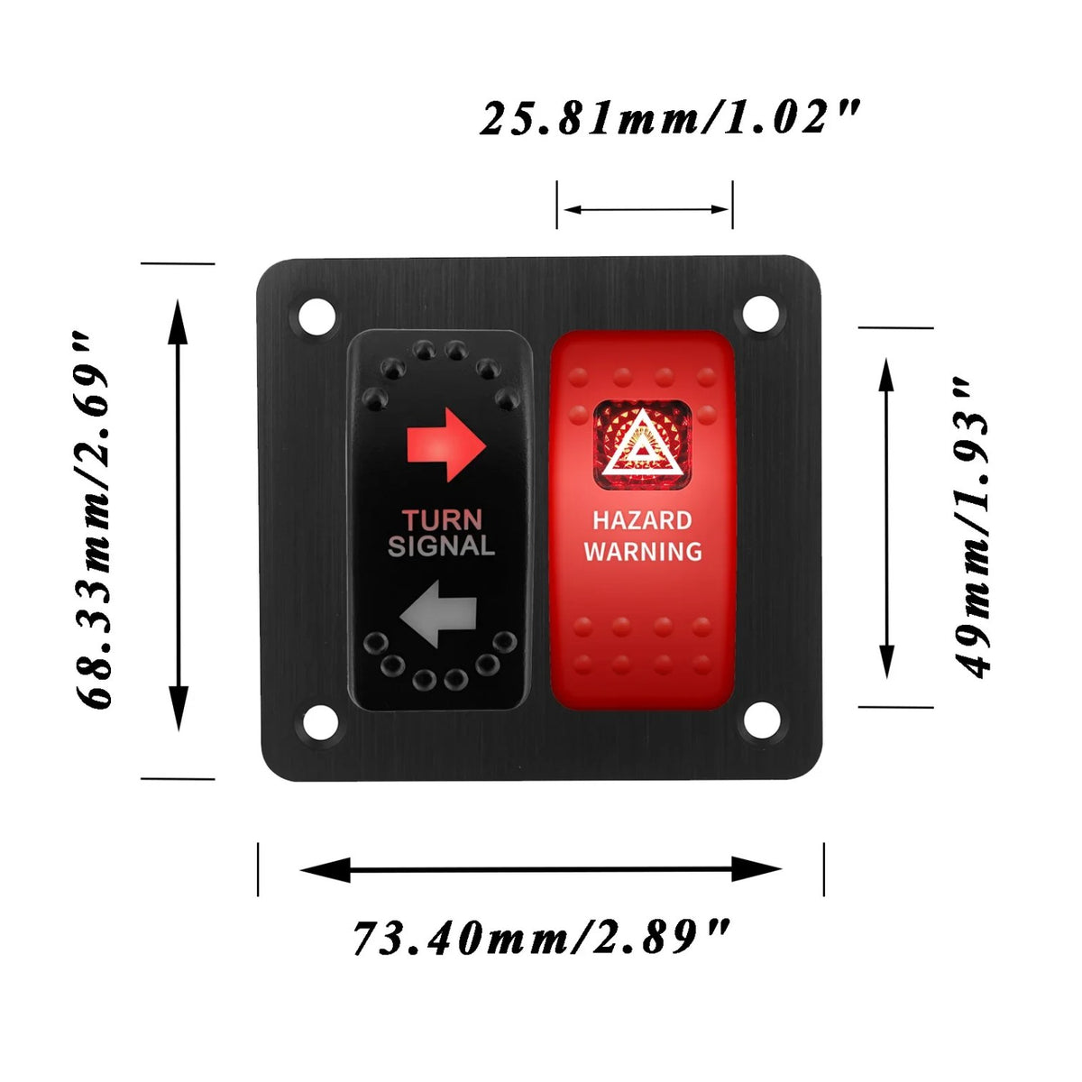 Hazard & Turn Signal Switch Panel with Flasher Relay for UTV & SXS – view 4