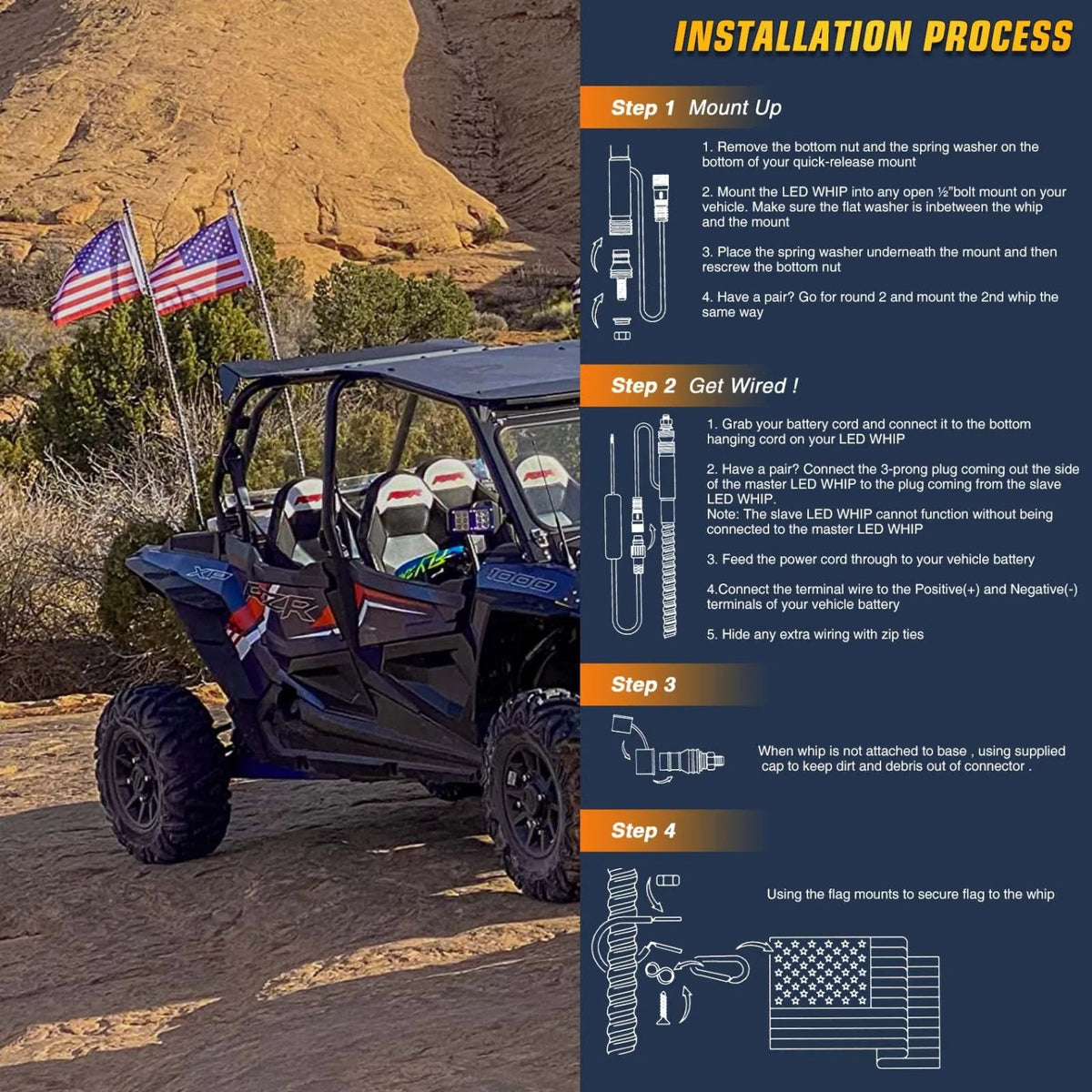 Spiral RGB LED Whip Lights for UTV & SXS – view 4