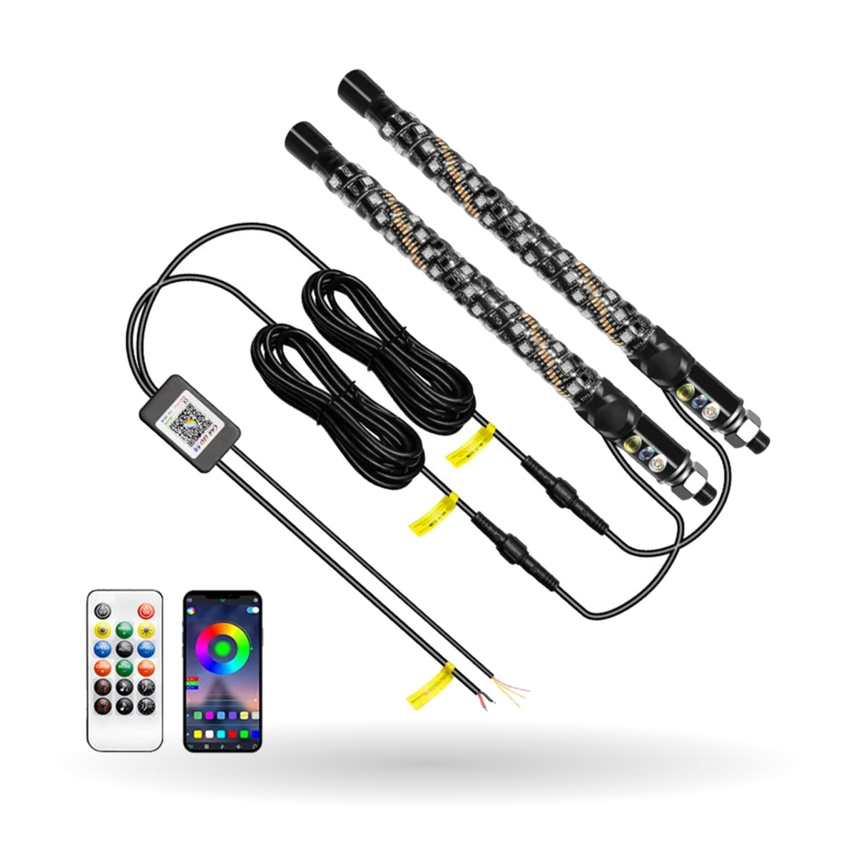 1 ft RGB LED Whip Light with Remote for UTV & SXS