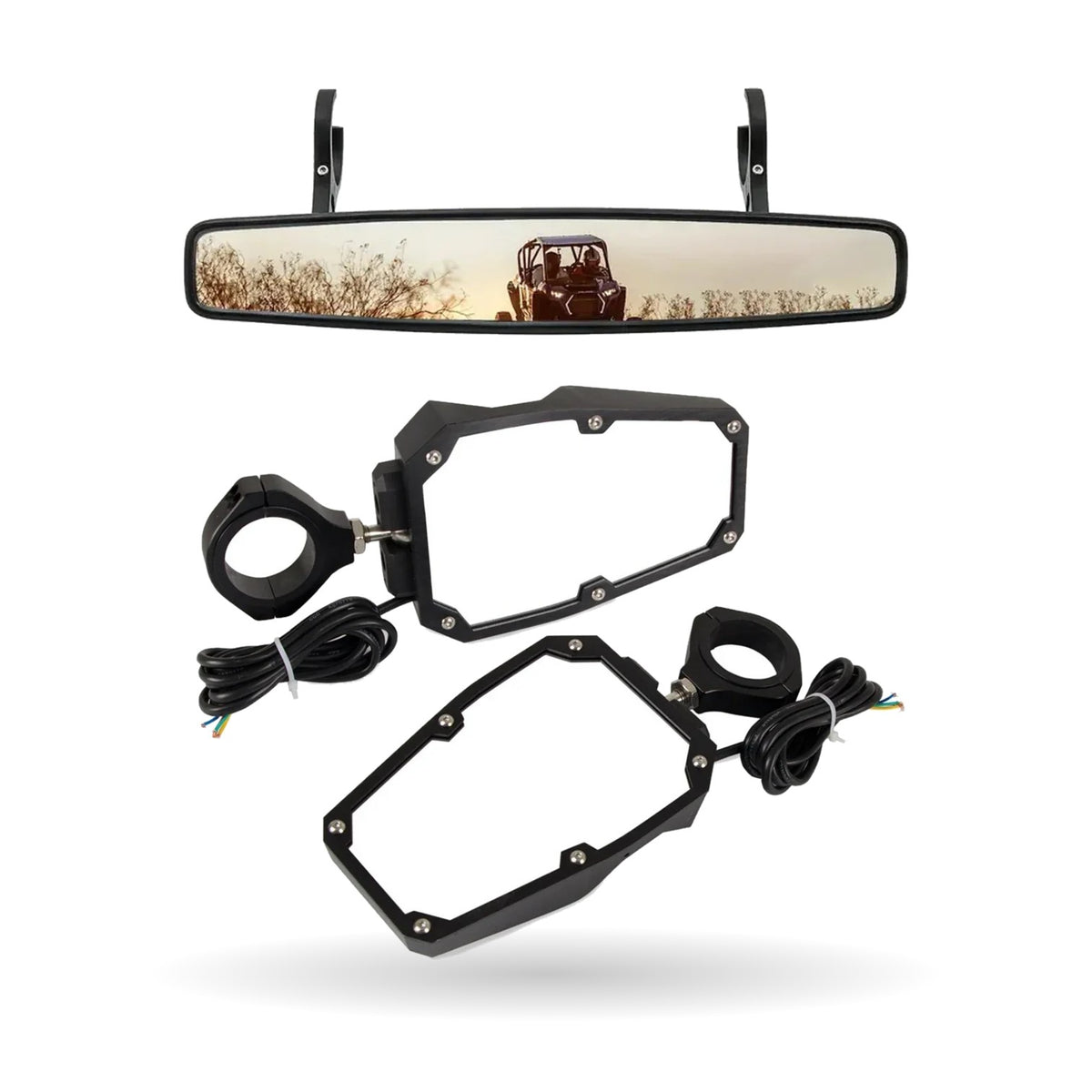 Side and Center Rear View Mirror Set for 1.75 to 2 Inch Roll Bars