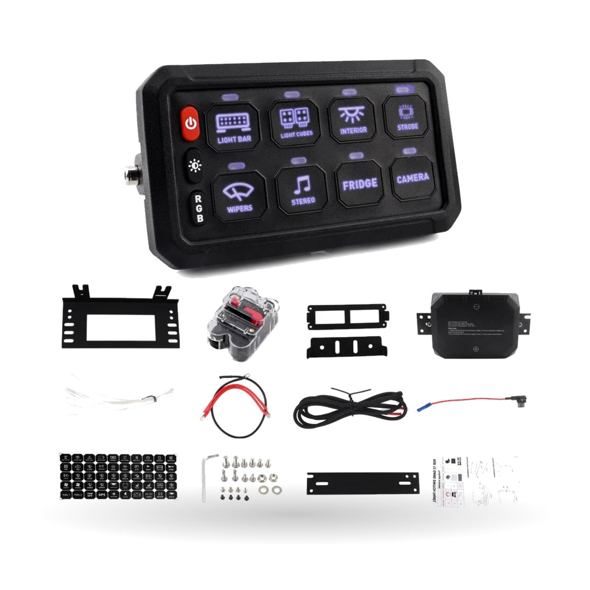 8-Gang RGB Switch Panel with Relay System for UTV & SXS