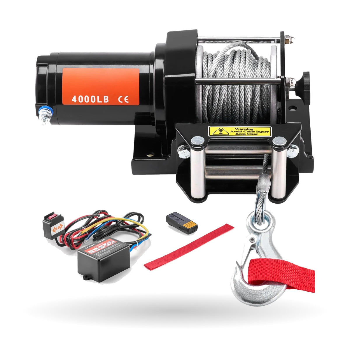 4,000 lb Electric Winch with Steel Cable & Wireless Remote for UTV & SXS
